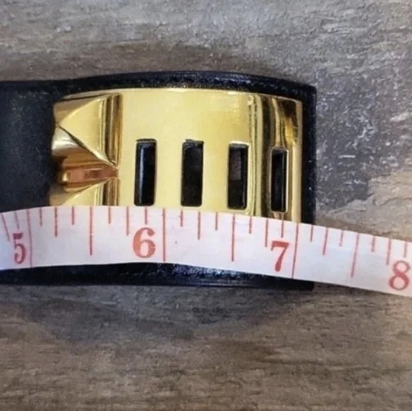 Hermés Collier de Chien Yellow Gold Plated Studded Leather Adjustable Bracelet - Picture 15 of 15